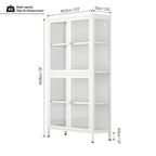 Armario de almacenamiento de cristal de 4 puertas en azul / negro / verde menta / blanco – Aparador de acero de 2 estantes
