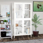 Armario de almacenamiento de cristal de 4 puertas en azul / negro / verde menta / blanco – Aparador de acero de 2 estantes