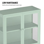 Armario de almacenamiento de cristal de 4 puertas en azul / negro / verde menta / blanco – Aparador de acero de 2 estantes