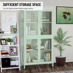 Armario de almacenamiento de cristal de 4 puertas en azul / negro / verde menta / blanco – Aparador de acero de 2 estantes