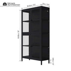 Armario de almacenamiento de cristal de 4 puertas en azul / negro / verde menta / blanco – Aparador de acero de 2 estantes