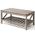 Mesa de centro rústica de dos niveles en gris lavado / negro / marrón para 1 persona