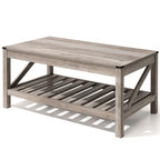 Mesa de centro rústica de dos niveles en gris lavado / negro / marrón para 1 persona