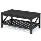 Mesa de centro rústica de dos niveles en gris lavado / negro / marrón para 1 persona