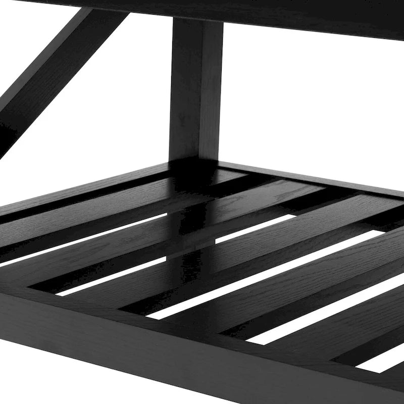 Mesa de centro rústica de dos niveles en gris lavado / negro / marrón para 1 persona