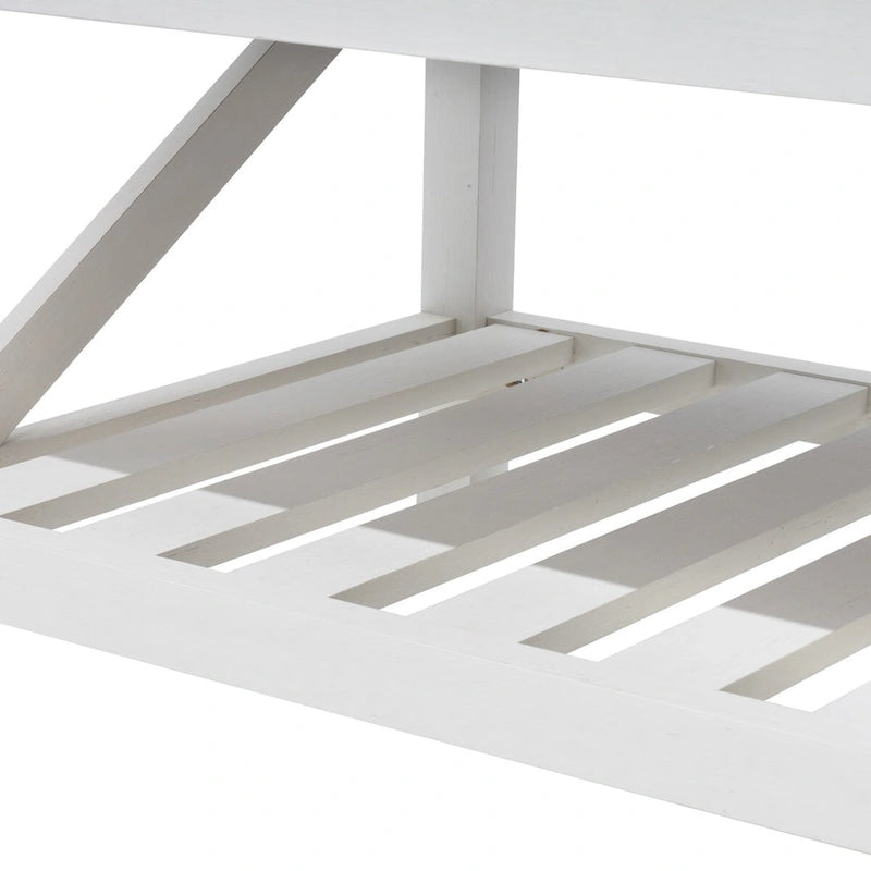 Mesa de centro rústica de dos niveles en gris lavado / negro / marrón para 1 persona