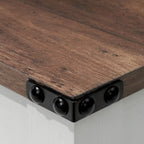 Mesa de centro rústica de dos niveles en gris lavado / negro / marrón para 1 persona