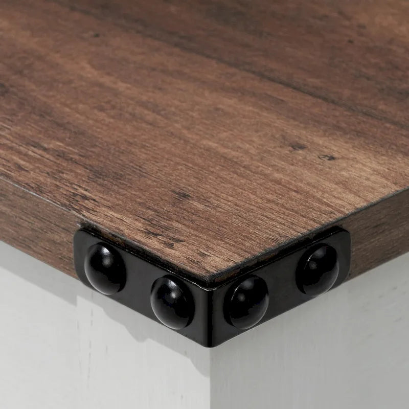 Mesa de centro rústica de dos niveles en gris lavado / negro / marrón para 1 persona