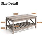 Mesa de centro rústica de dos niveles en gris lavado / negro / marrón para 1 persona