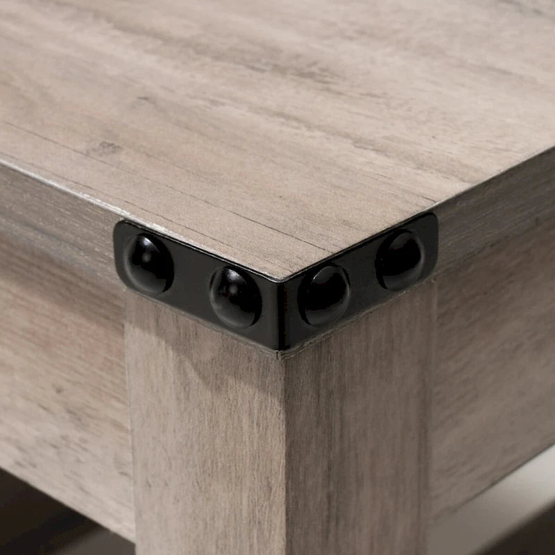 Mesa de centro rústica de dos niveles en gris lavado / negro / marrón para 1 persona
