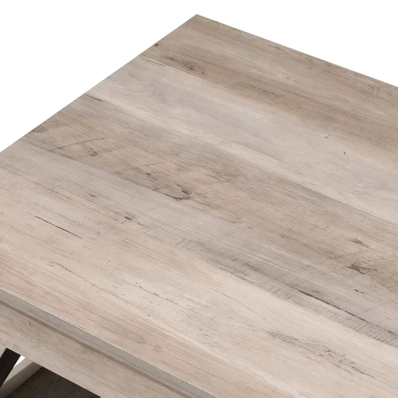 Mesa de centro rústica de dos niveles en gris lavado / negro / marrón para 1 persona