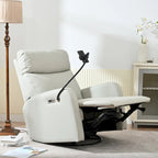 Sillón reclinable giratorio eléctrico de tela gris claro para 1 persona