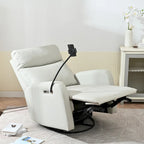 Sillón reclinable giratorio eléctrico de tela gris claro para 1 persona