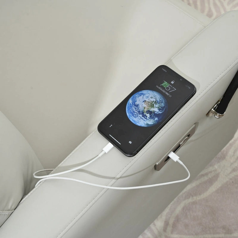 Sillón reclinable giratorio eléctrico de tela gris claro para 1 persona