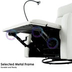 Sillón reclinable giratorio eléctrico de tela gris claro para 1 persona