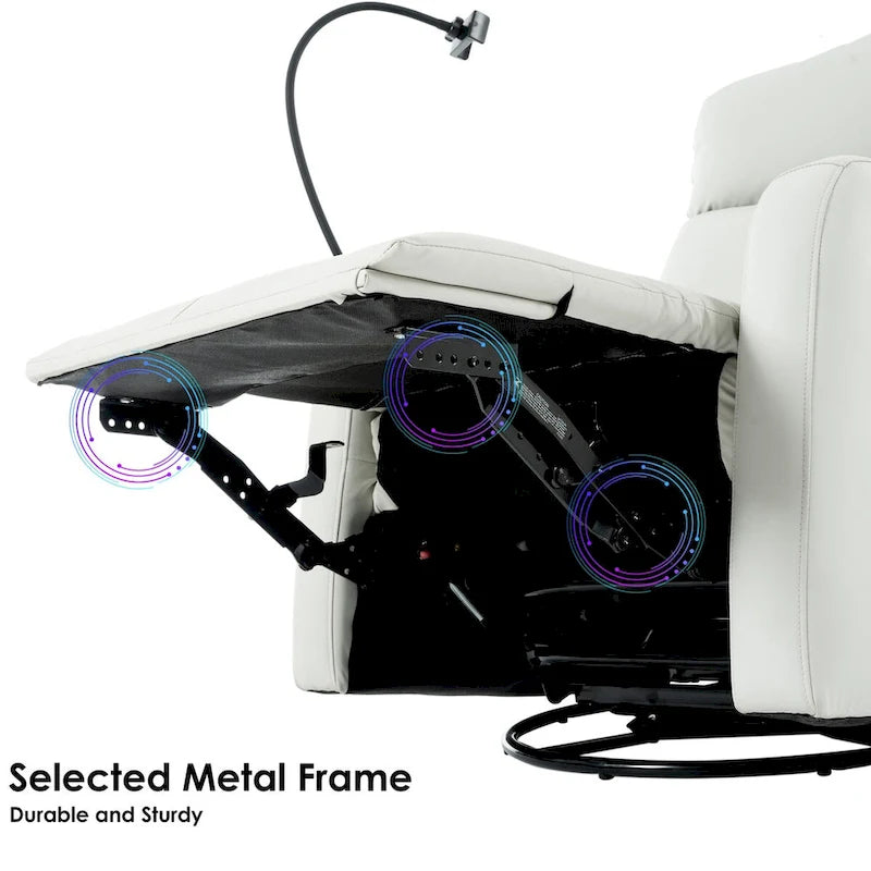 Sillón reclinable giratorio eléctrico de tela gris claro para 1 persona