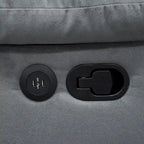 Sofá reclinable manual de 3 plazas de terciopelo beige/gris oscuro con puerto USB