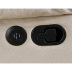 Sofá reclinable manual de 3 plazas de terciopelo beige/gris oscuro con puerto USB