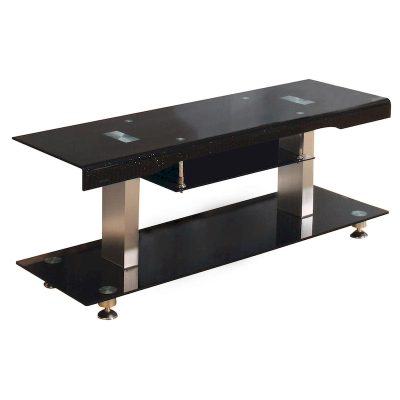 Mueble de TV Black Chrome, Estante de cristal, Asientos 1