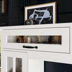 Mueble de TV Moderno Blanco con Puertas de Cristal Templado, 1 Persona, 96.9" An.