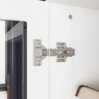 Mueble de TV Moderno Blanco con Puertas de Cristal Templado, 1 Persona, 96.9" An.