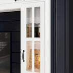 Mueble de TV Moderno Blanco con Puertas de Cristal Templado, 1 Persona, 96.9" An.