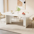 Mesa de comedor rectangular moderna color blanco crema para 4-6 personas con patas de diseño de arco