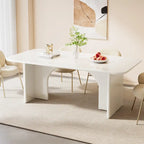 Mesa de comedor rectangular moderna color blanco crema para 4-6 personas con patas de diseño de arco