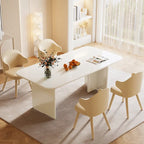 Mesa de comedor rectangular moderna color blanco crema para 4-6 personas con patas de diseño de arco