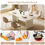 Mesa de comedor rectangular moderna color blanco crema para 4-6 personas con patas de diseño de arco