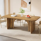 Mesa de comedor rectangular moderna color blanco crema para 4-6 personas con patas de diseño de arco