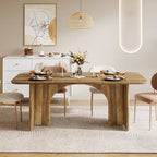 Mesa de comedor rectangular moderna color blanco crema para 4-6 personas con patas de diseño de arco