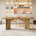 Mesa de comedor rectangular moderna color blanco crema para 4-6 personas con patas de diseño de arco
