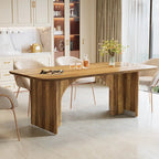 Mesa de comedor rectangular moderna color blanco crema para 4-6 personas con patas de diseño de arco