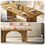 Mesa de comedor rectangular moderna color blanco crema para 4-6 personas con patas de diseño de arco