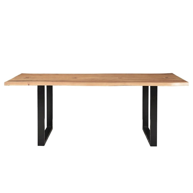 Mesa de comedor de Acacia con borde natural tipo mariposa marrón, para 8 personas