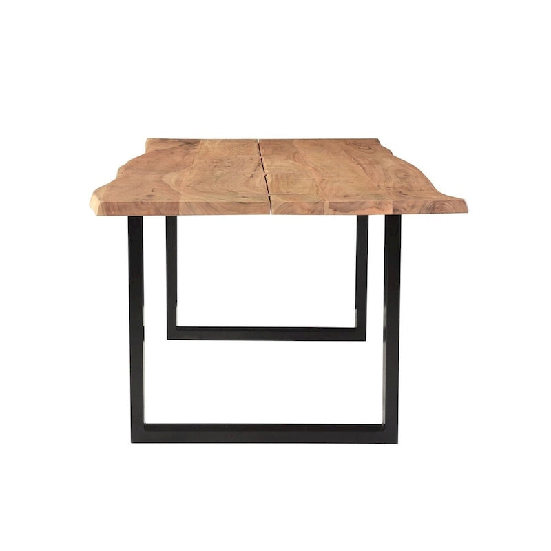 Mesa de comedor de Acacia con borde natural tipo mariposa marrón, para 8 personas