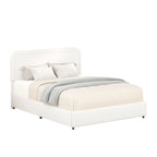 Estructura de cama con almacenaje tapizada en bouclé color marfil — Queen, 2 personas