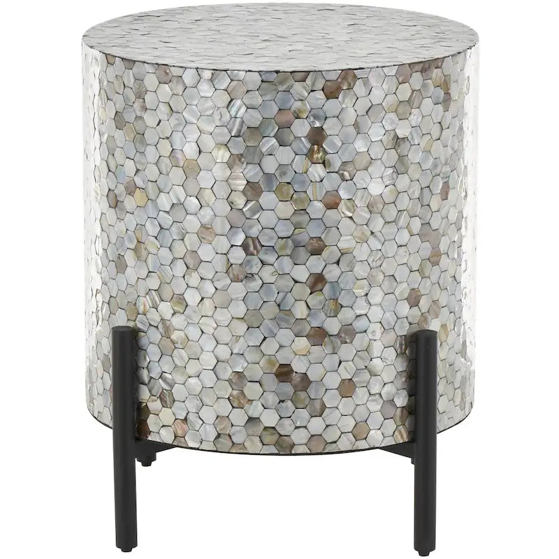 Mesa auxiliar de incrustaciones geométricas multicolor para 1 - Plateado / Gris / Marrón