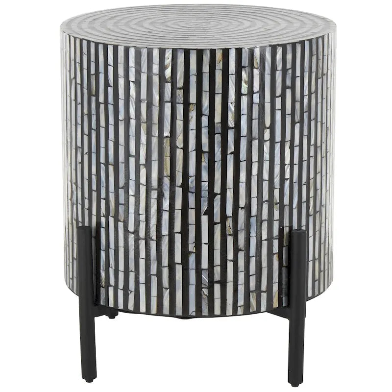 Mesa auxiliar de incrustaciones geométricas multicolor para 1 - Plateado / Gris / Marrón