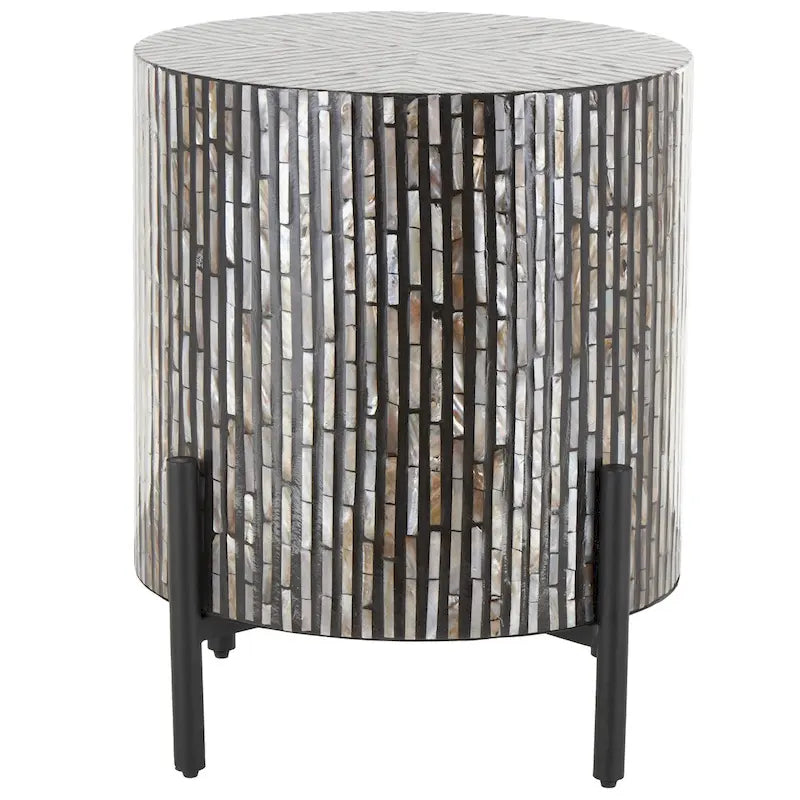 Mesa auxiliar de incrustaciones geométricas multicolor para 1 - Plateado / Gris / Marrón