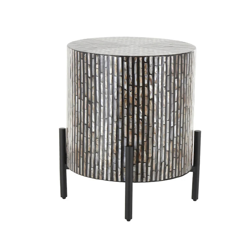Mesa auxiliar de incrustaciones geométricas multicolor para 1 - Plateado / Gris / Marrón