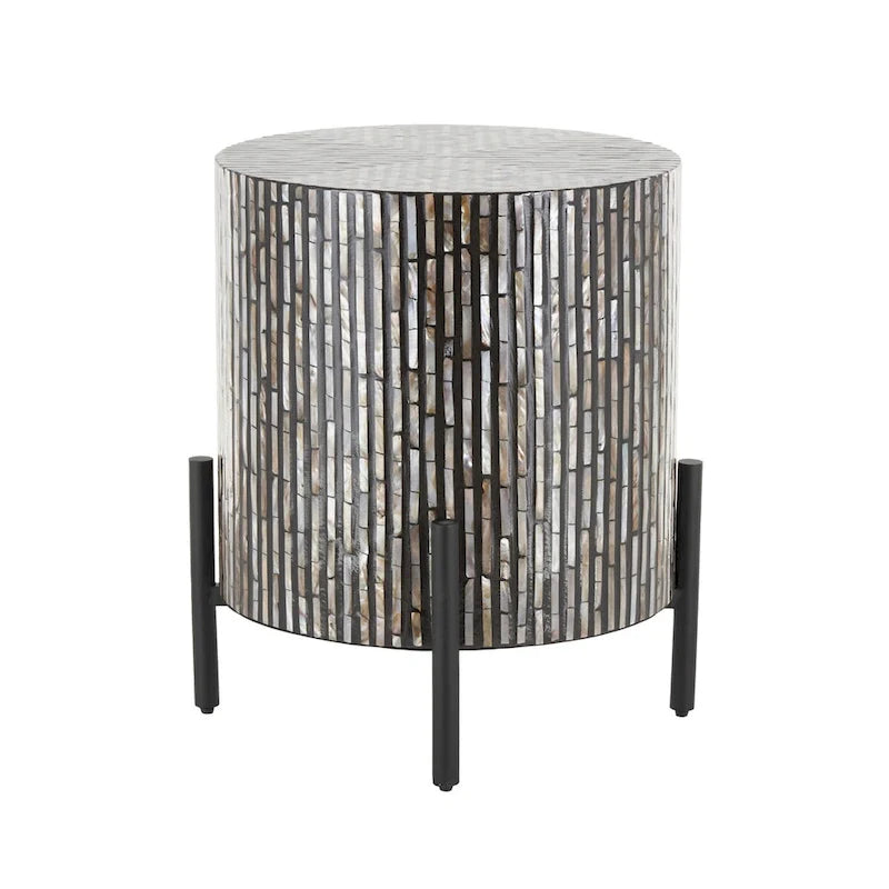 Mesa auxiliar de incrustaciones geométricas multicolor para 1 - Plateado / Gris / Marrón