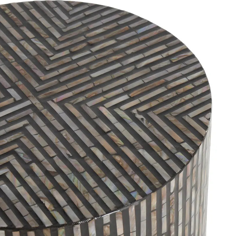 Mesa auxiliar de incrustaciones geométricas multicolor para 1 - Plateado / Gris / Marrón