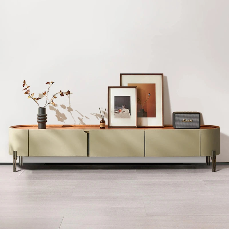 Mueble de TV moderno color caqui con 3 cajones