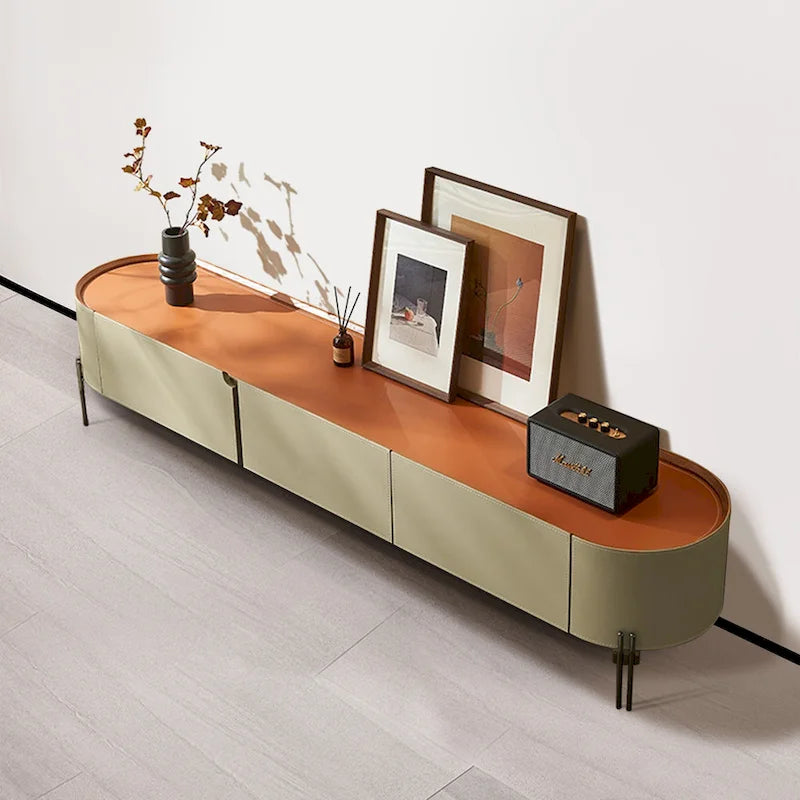 Mueble de TV moderno color caqui con 3 cajones