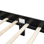Cama de plataforma con cabecero de ratán negro / nogal, tamaños Full y Queen