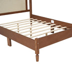 Cama de plataforma con cabecero de ratán negro / nogal, tamaños Full y Queen